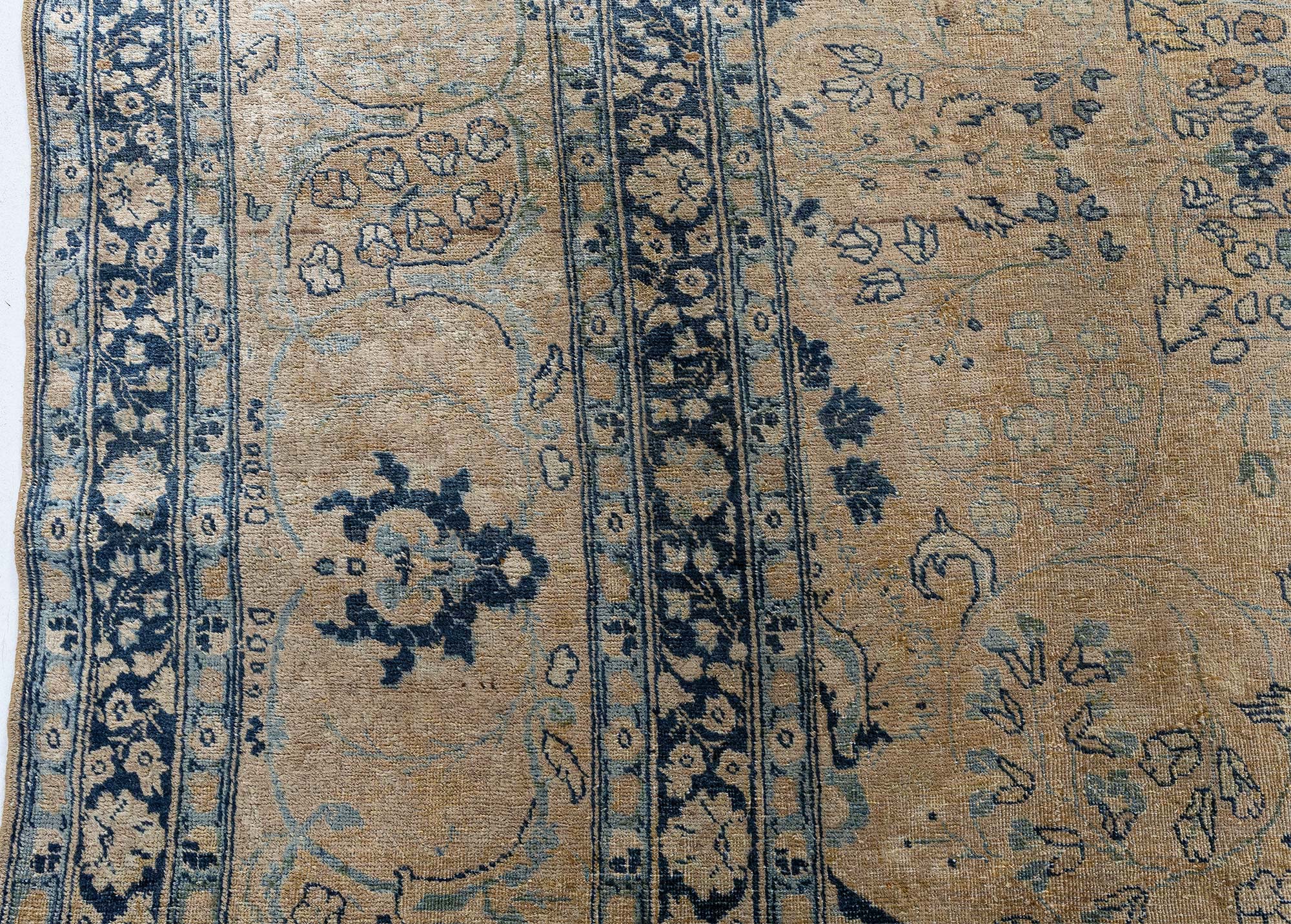 Tabriz Persian Antique Medallion Warm Tan Hand-Knotted Wool Carpet – Circa 1900 BB9187 Tabriz Persian Antique Medallion Warm Tan Hand-Knotted Wool Carpet – Circa 1900 BB9187