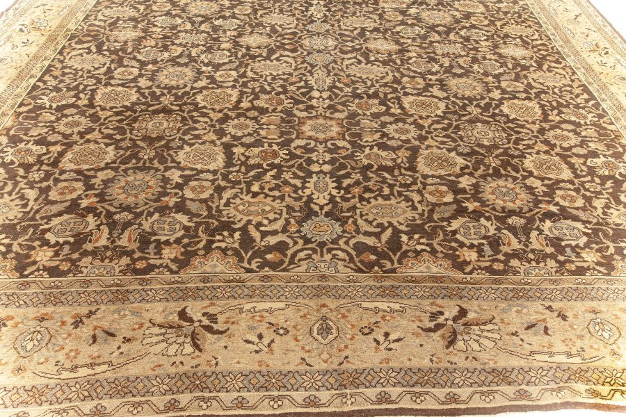 Antique Persian Malayer Brown, Beige and Blue Handwoven Wool Rug BB5893