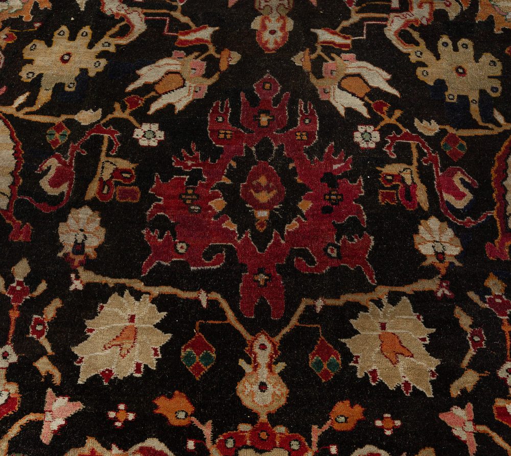 Antique Indian Agra Bold, Botanic, Handmade Wool Rug BB0280