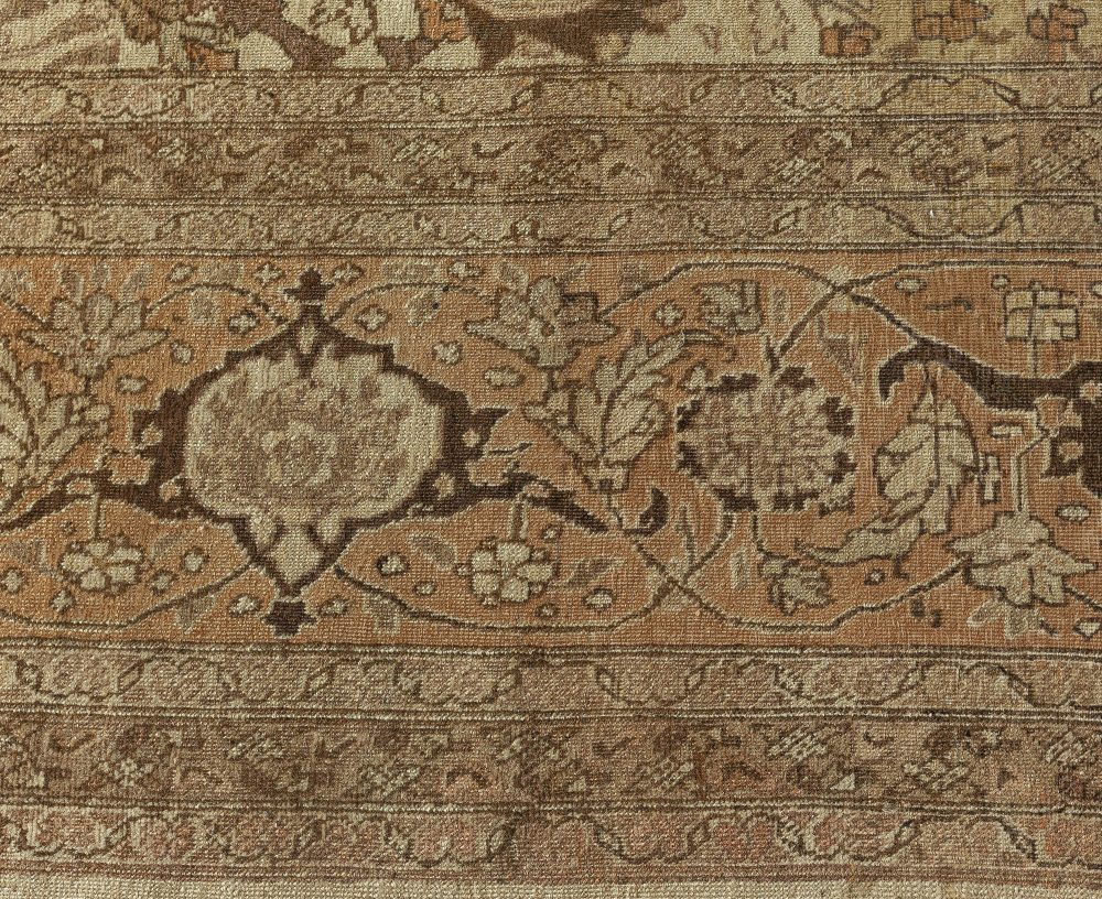 Antique Persian Tabriz Botanic Gray Handmade Wool Rug BB0507