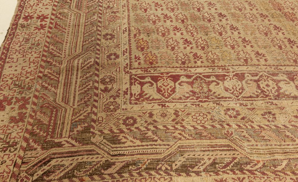 Authentic Red Handmade Turkish Ghiordes Rug from the 19th Century BB0765