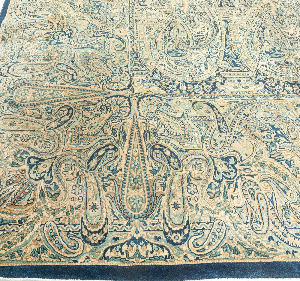 Antique Persian Kirman Floral Beige Handmade Wool Rug BB0772