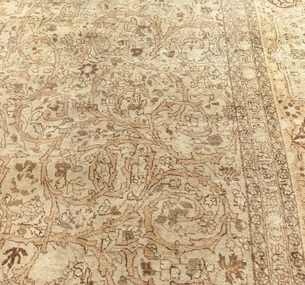 Antique Persian Tabriz Botanic Handmade Wool Carpet BB0899