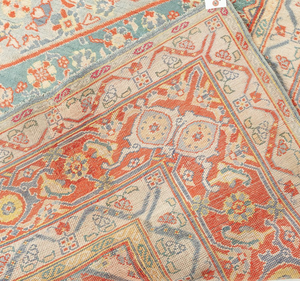 Fine Antique Indian Agra Red and Blue Handmade Rug BB0912