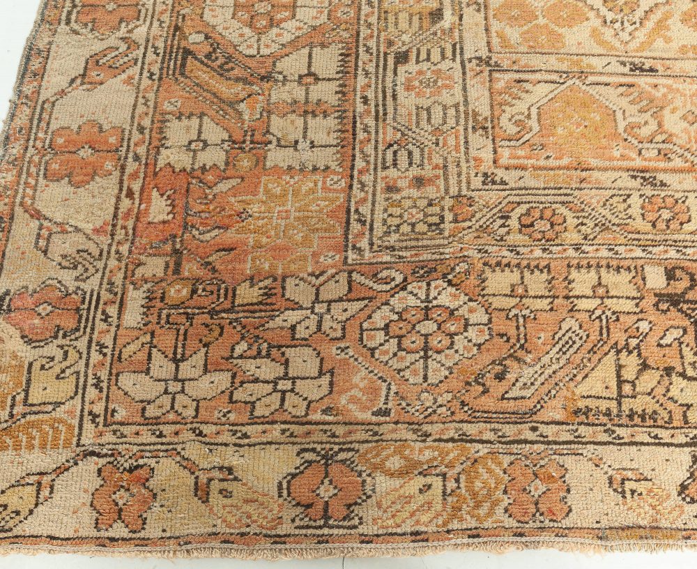 19th Century Turkish Ghiordes Beige Handwoven Wool Rug BB0921