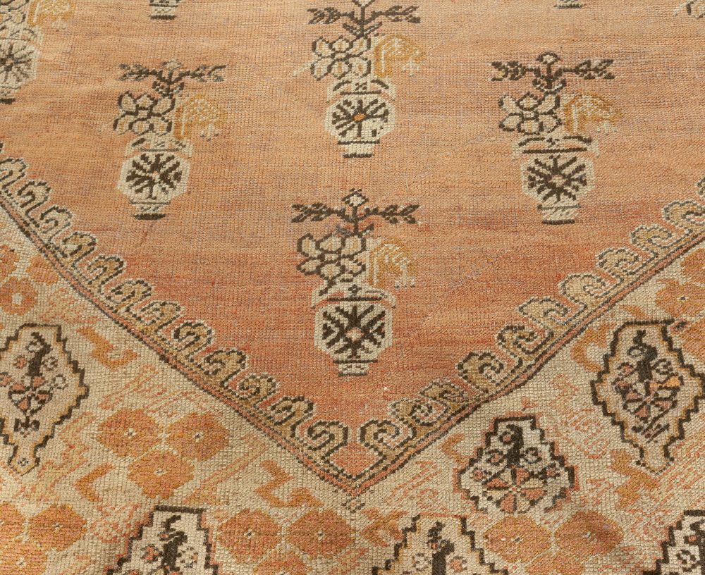 19th Century Turkish Ghiordes Beige Handwoven Wool Rug BB0921