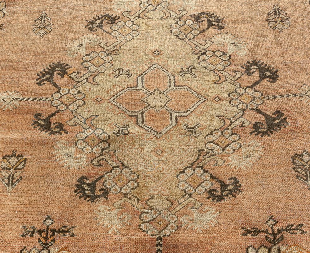 19th Century Turkish Ghiordes Beige Handwoven Wool Rug BB0921