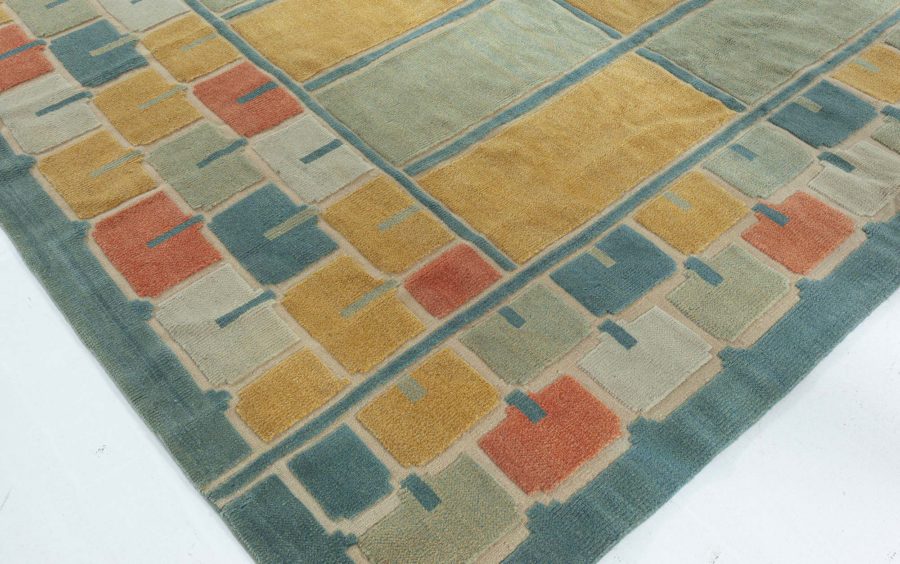 Doris Leslie Blau Collection Half Pile Swedish Inspired Bold Yellow Green Rug N10933