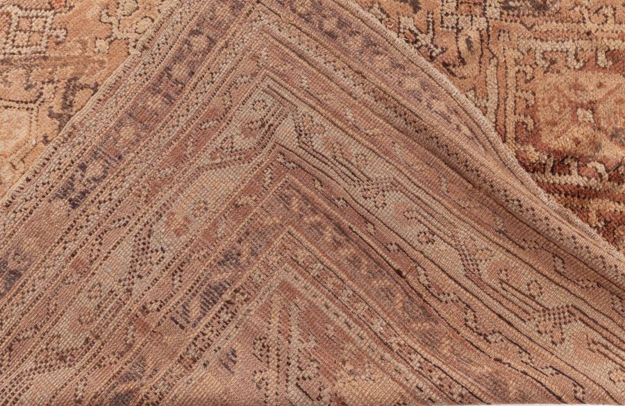 Early 20th Century Oushak Abstract Brown Handmade Wool Rug BB1296