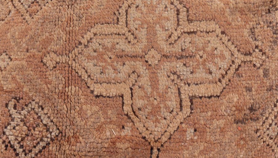 Early 20th Century Oushak Abstract Brown Handmade Wool Rug BB1296
