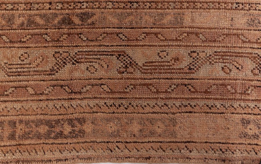 Early 20th Century Oushak Abstract Brown Handmade Wool Rug BB1296