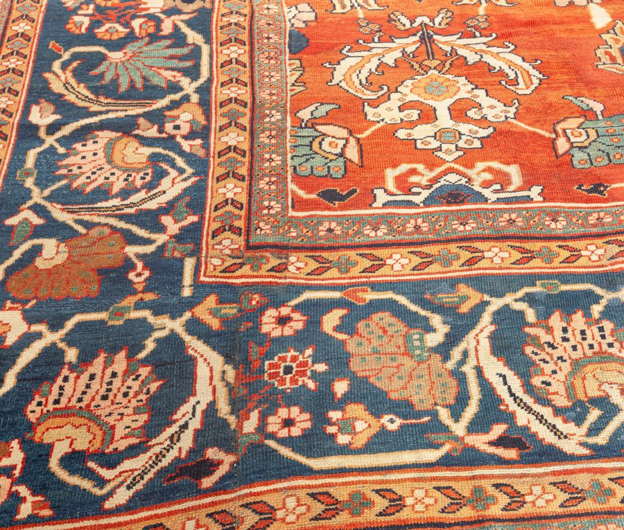 Antique Persian Sultanabad Red Botanic Handmade Wool Rug BB1354
