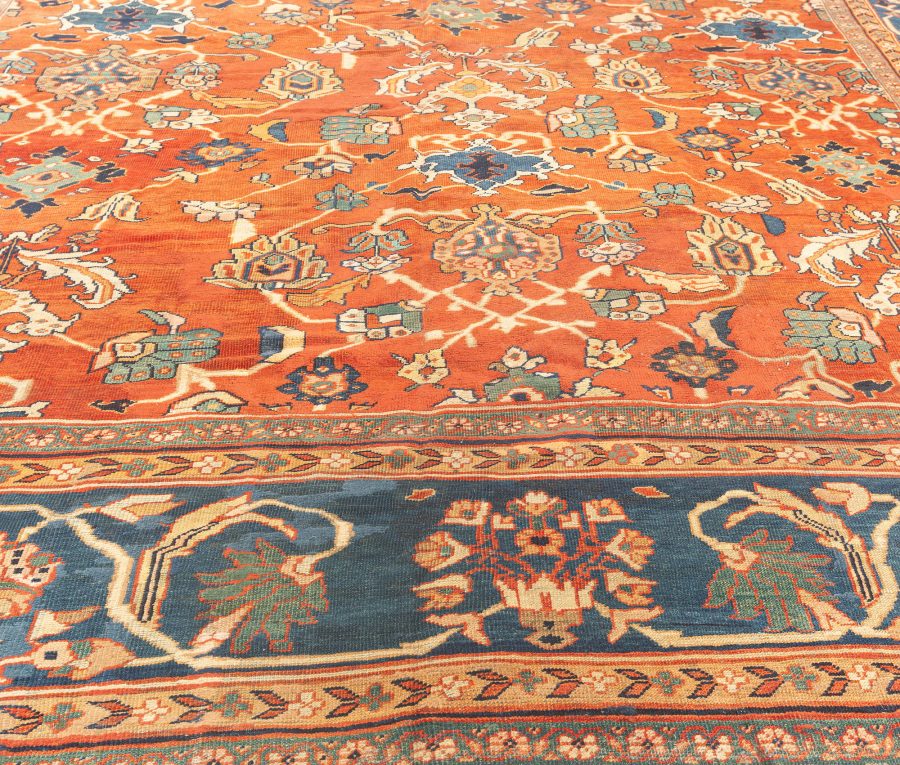 Antique Persian Sultanabad Red Botanic Handmade Wool Rug BB1354