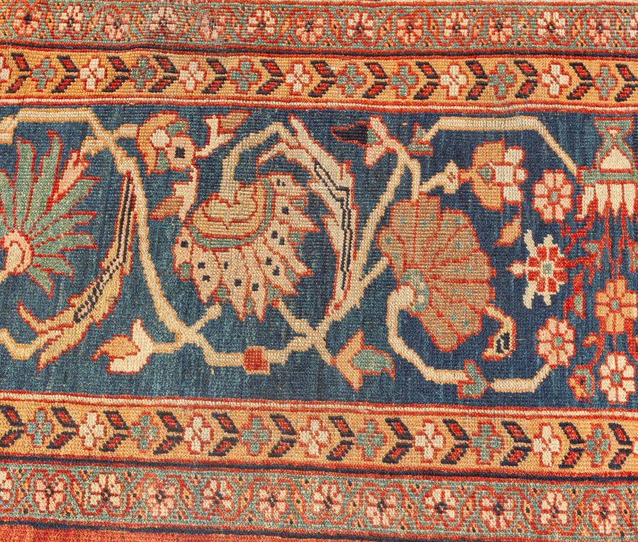 Antique Persian Sultanabad Red Botanic Handmade Wool Rug BB1354