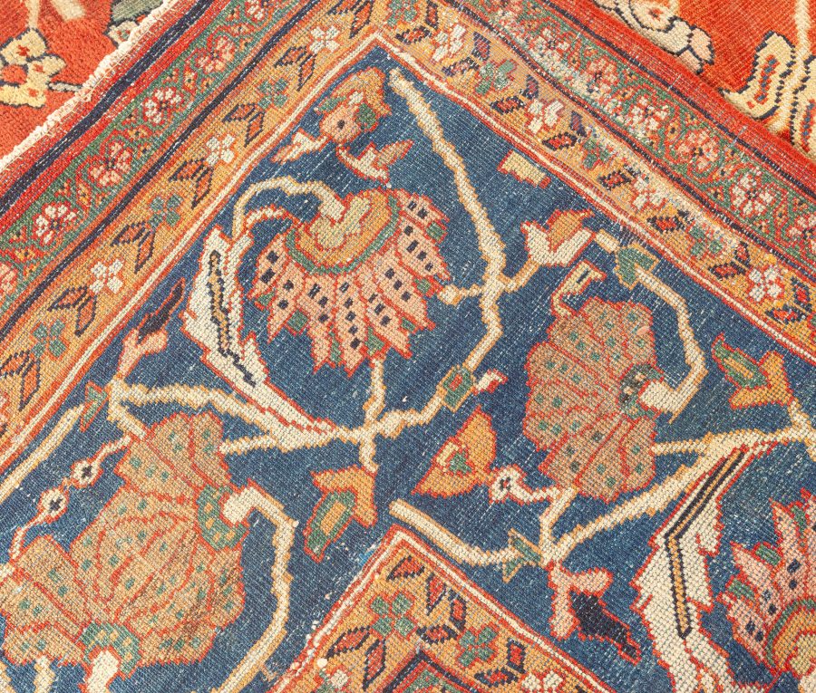 Antique Persian Sultanabad Red Botanic Handmade Wool Rug BB1354