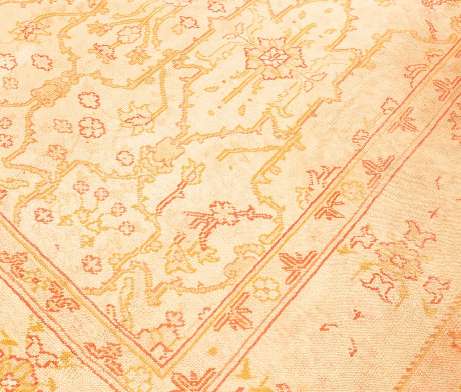 Antique Turkish Oushak Botanic Handwoven Wool Carpet BB1614
