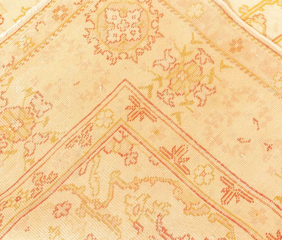 Antique Turkish Oushak Botanic Handwoven Wool Carpet BB1614