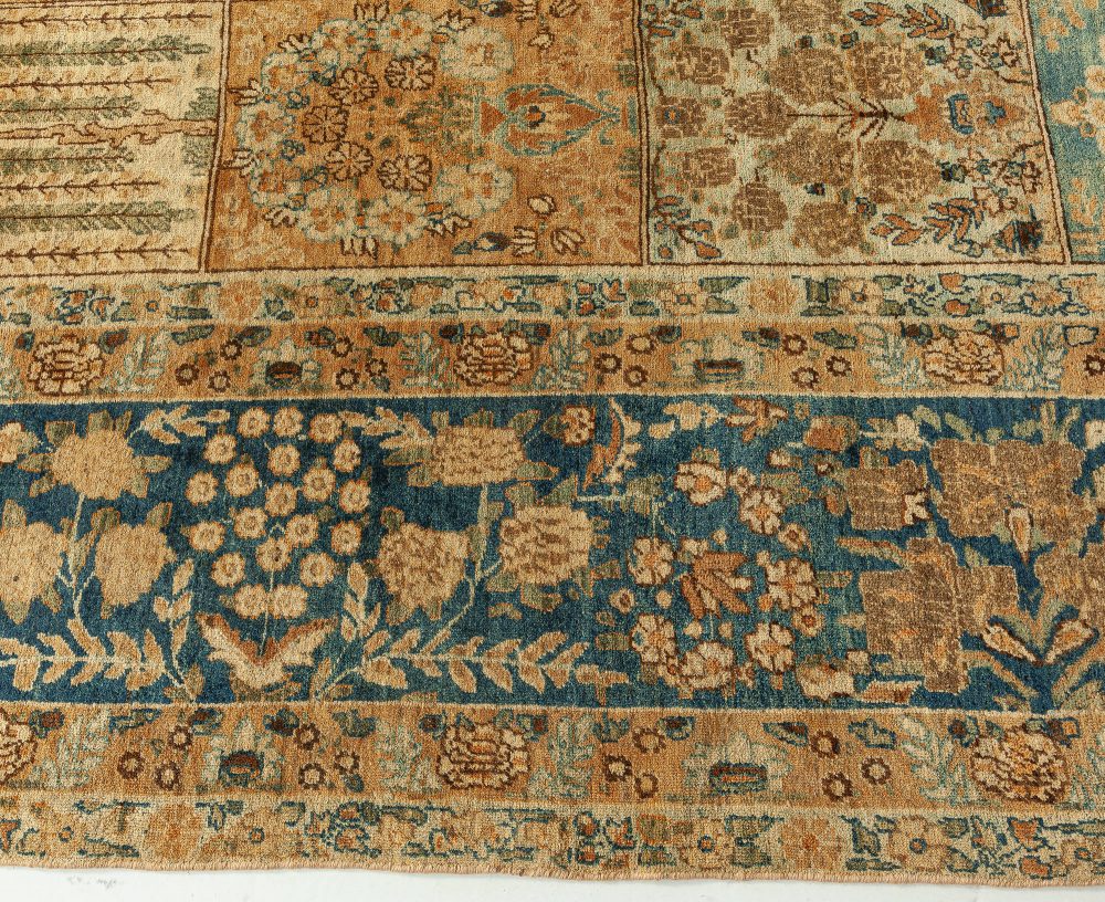 19th Century Persian Tabriz Botanic Handwoven Wool Rug BB1625