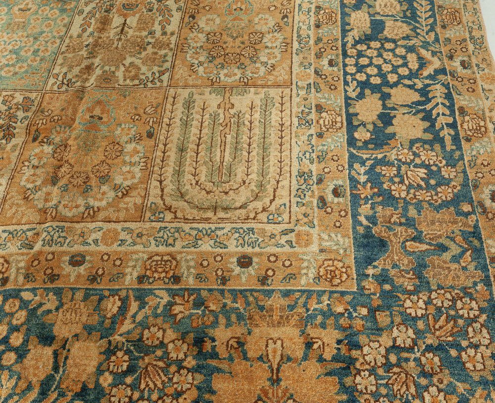 19th Century Persian Tabriz Botanic Handwoven Wool Rug BB1625