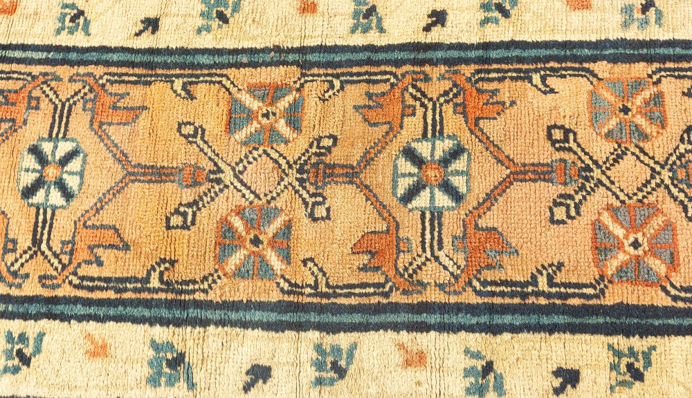 19th Century Central Asian Khotan Samarkand Handwoven Wool Carpet BB1643