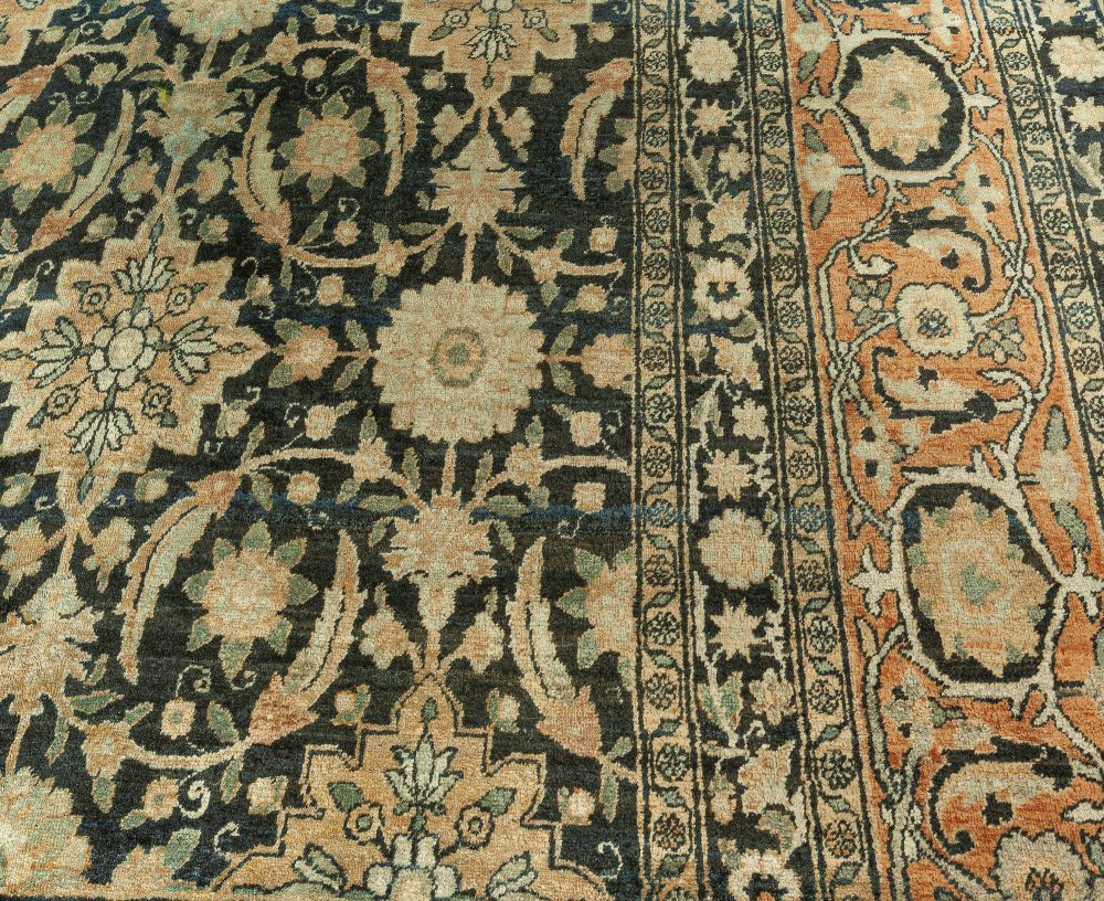 Antique Persian Kirman Botanic Handmade Wool Carpet BB1687