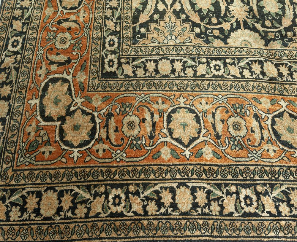 Antique Persian Kirman Botanic Handmade Wool Carpet BB1687