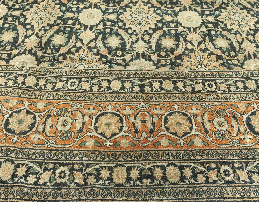 Antique Persian Kirman Botanic Handmade Wool Carpet BB1687