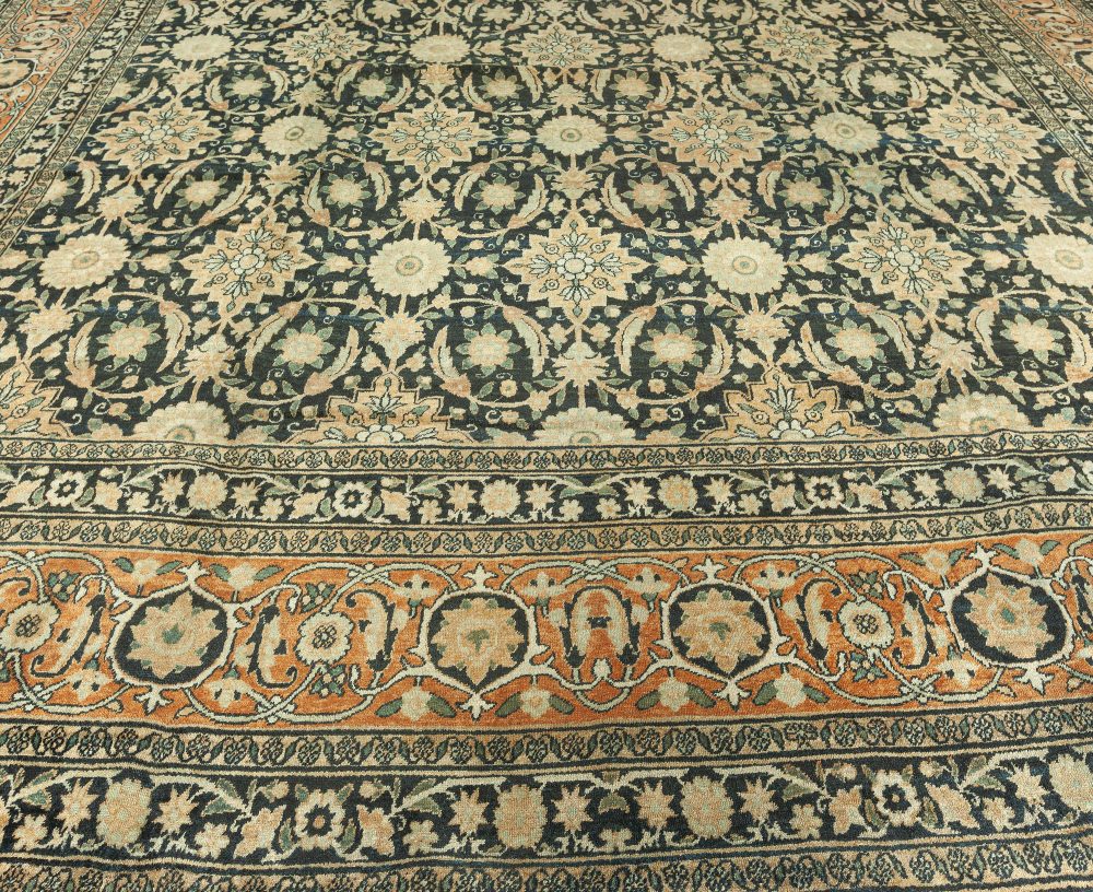 Antique Persian Kirman Botanic Handmade Wool Carpet BB1687