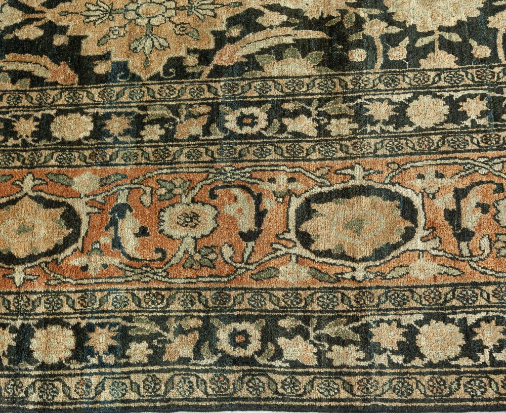 Antique Persian Kirman Botanic Handmade Wool Carpet BB1687