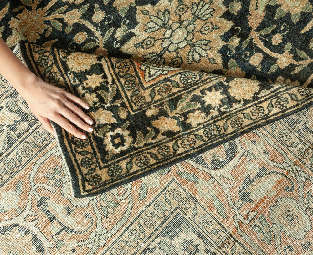 Antique Persian Kirman Botanic Handmade Wool Carpet BB1687