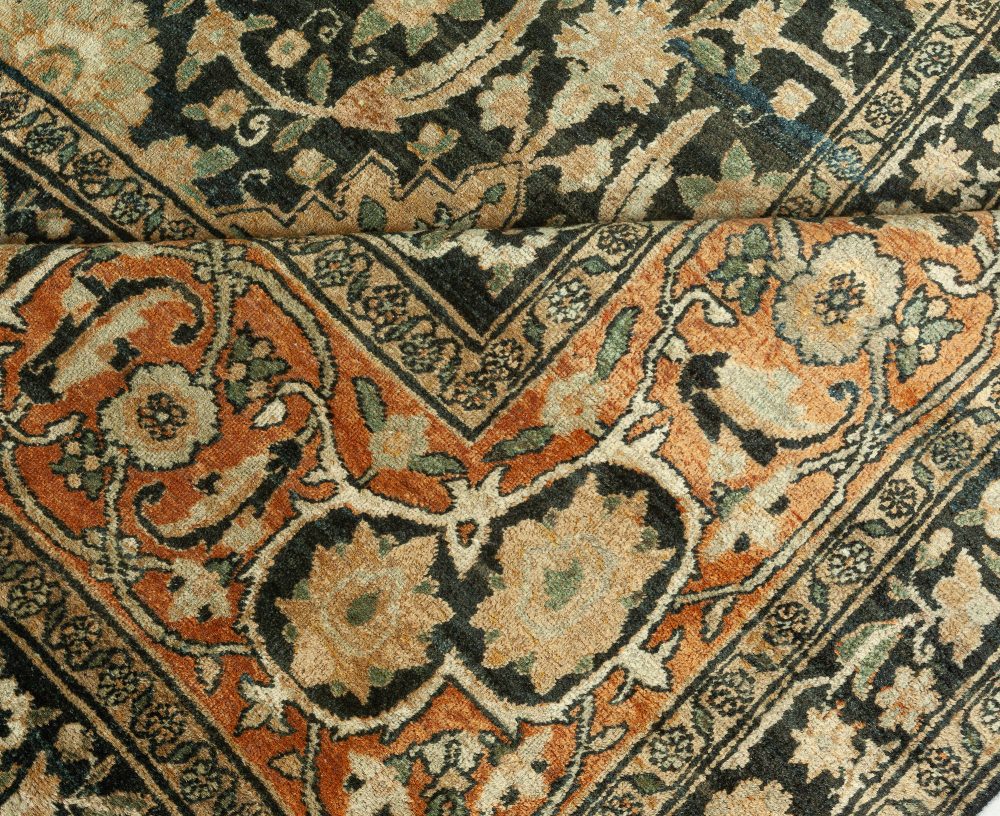 Antique Persian Kirman Botanic Handmade Wool Carpet BB1687