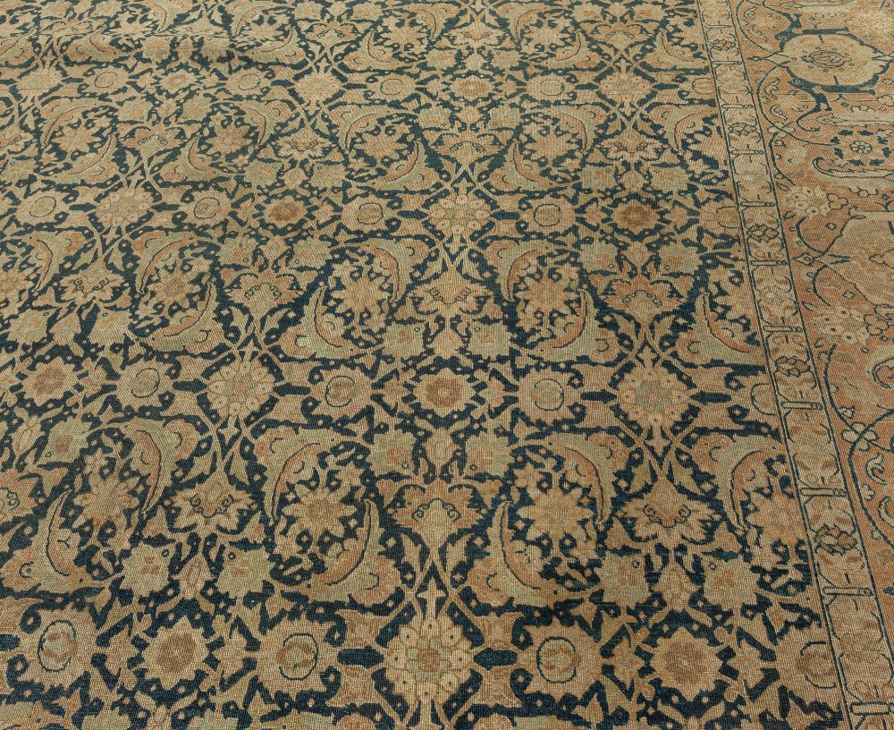 Antique Persian Tabriz Botanic Brown Handmade Carpet BB1702