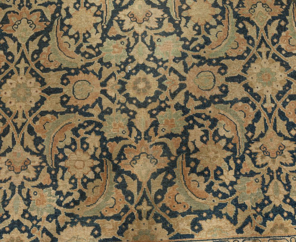 Antique Persian Tabriz Botanic Brown Handmade Carpet BB1702