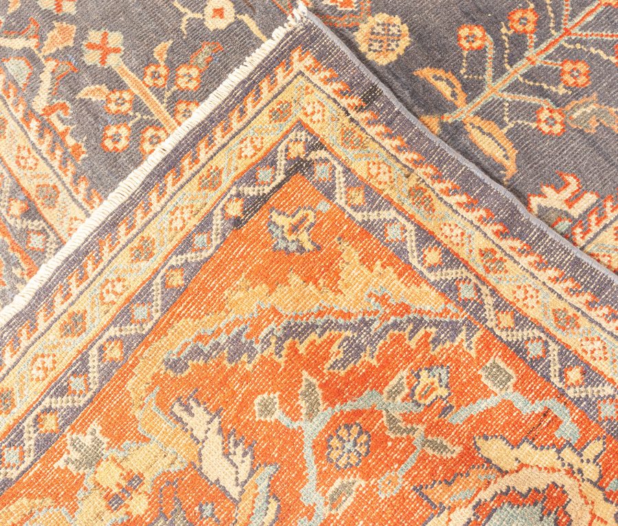 Early 20th Century Persian Sultanabad Blue Botanic Handmade Wool Rug BB1742