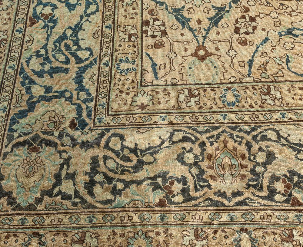 Vintage Persian Tabriz Botanic Handmade Wool Carpet BB2057