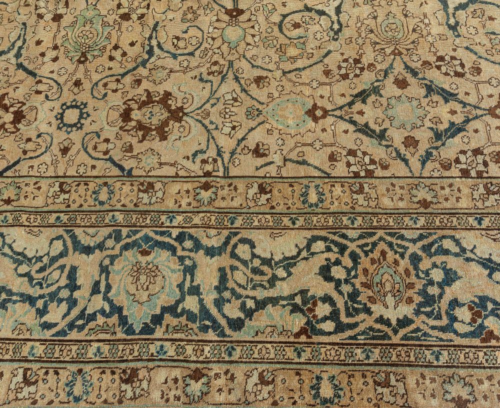 Vintage Persian Tabriz Botanic Handmade Wool Carpet BB2057