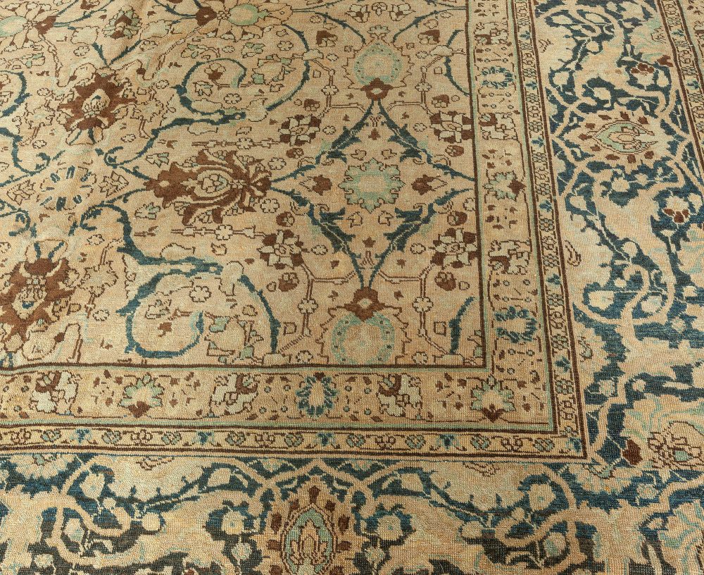 Vintage Persian Tabriz Botanic Handmade Wool Carpet BB2057