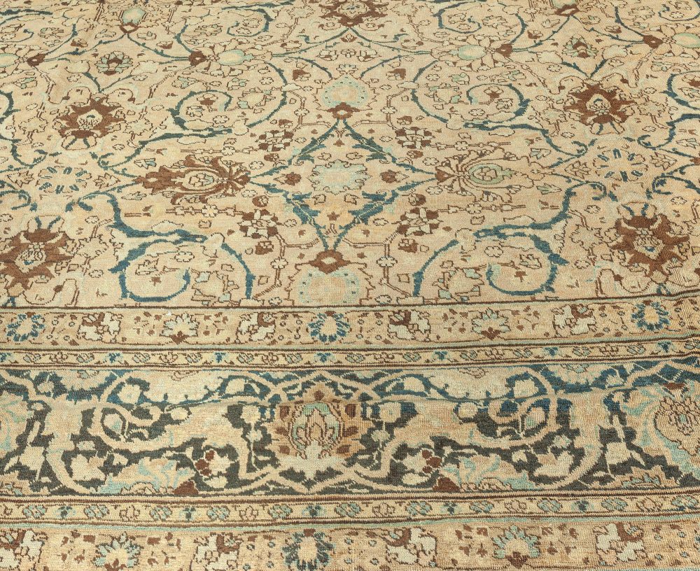 Vintage Persian Tabriz Botanic Handmade Wool Carpet BB2057