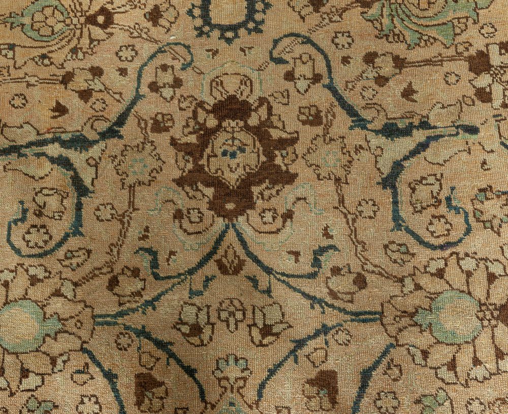 Vintage Persian Tabriz Botanic Handmade Wool Carpet BB2057