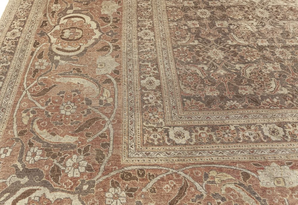 Antique Persian Tabriz Pink Handmade Wool Carpet BB2181