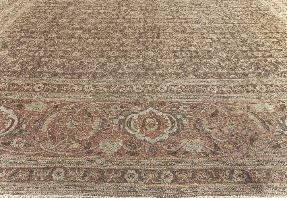 Antique Persian Tabriz Pink Handmade Wool Carpet BB2181
