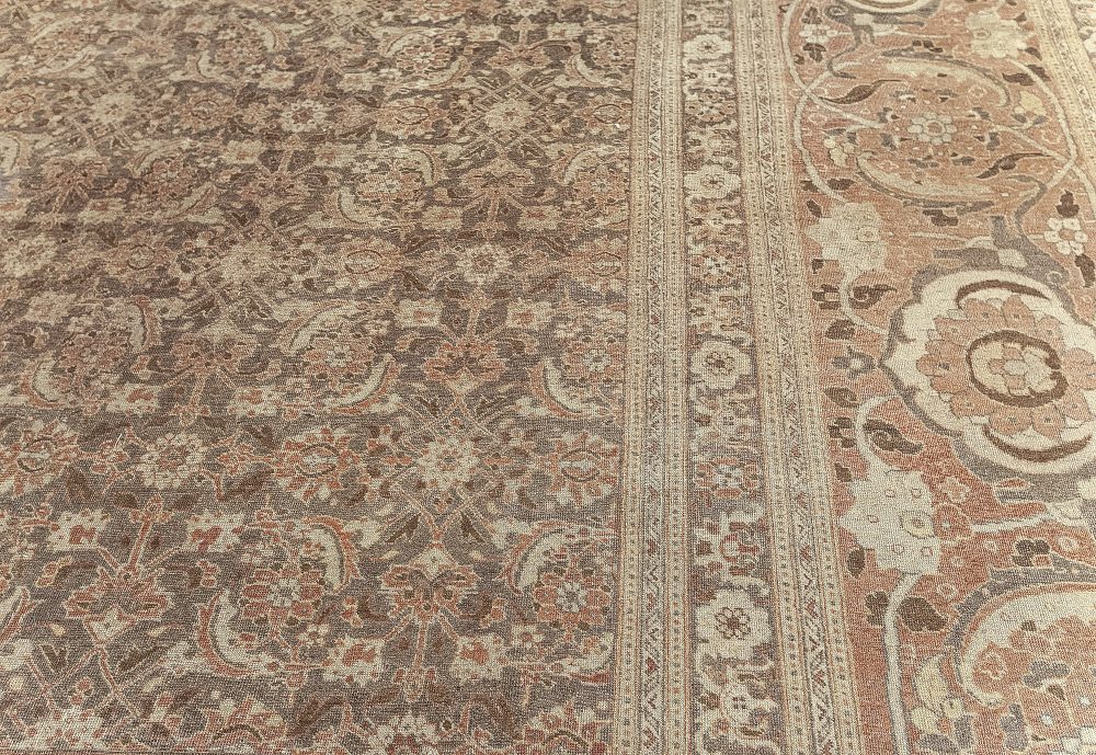 Antique Persian Tabriz Pink Handmade Wool Carpet BB2181