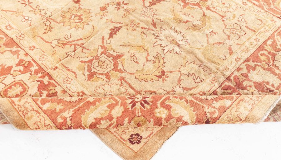 Vintage Pale Beige Background Botanic Indian Amritsar Carpet BB2651