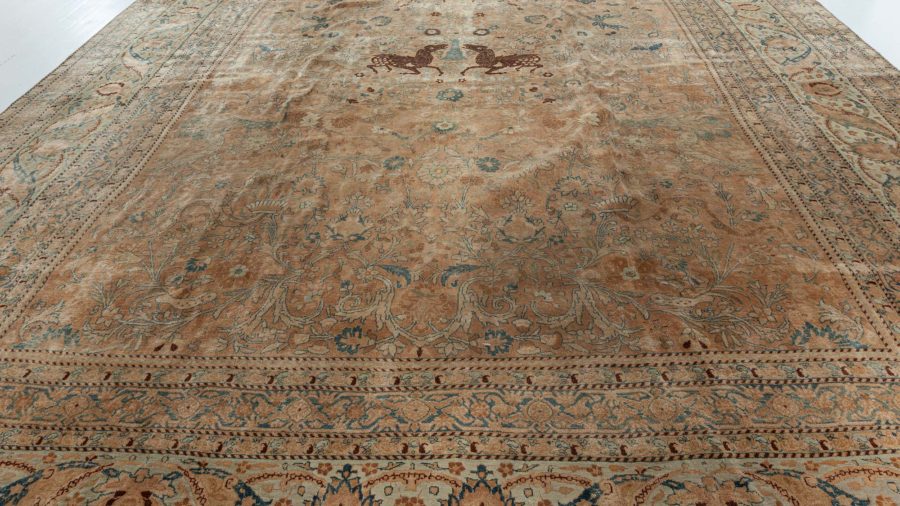 One-of-a-kind Antique Persian Kirman Animal, Botanic Carpet BB2724