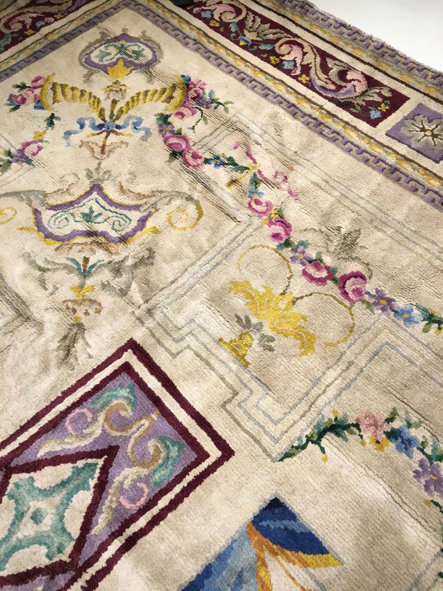 Vintage Spanish Savonnerie Botanic Handmade Wool Rug (Size Adjusted) BB2786