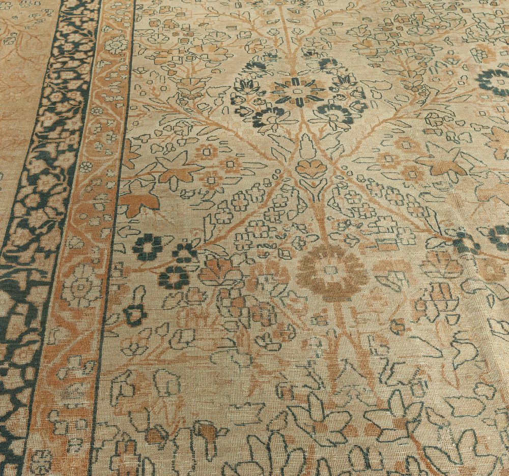 Antique Persian Tabriz Beige Handmade Wool Rug BB2938