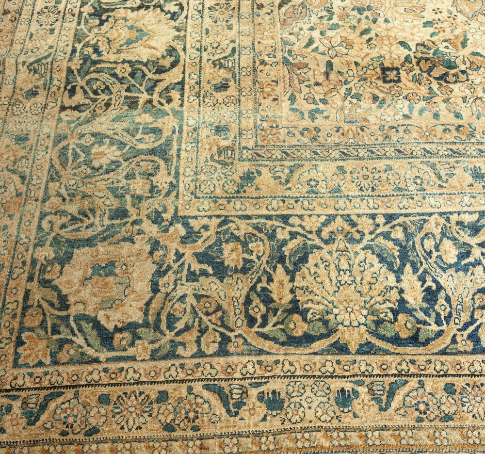 Antique Persian Kirman Botanic Handmade Wool Rug BB2942