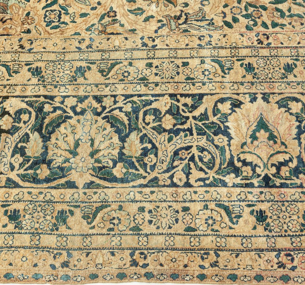 Antique Persian Kirman Botanic Handmade Wool Rug BB2942