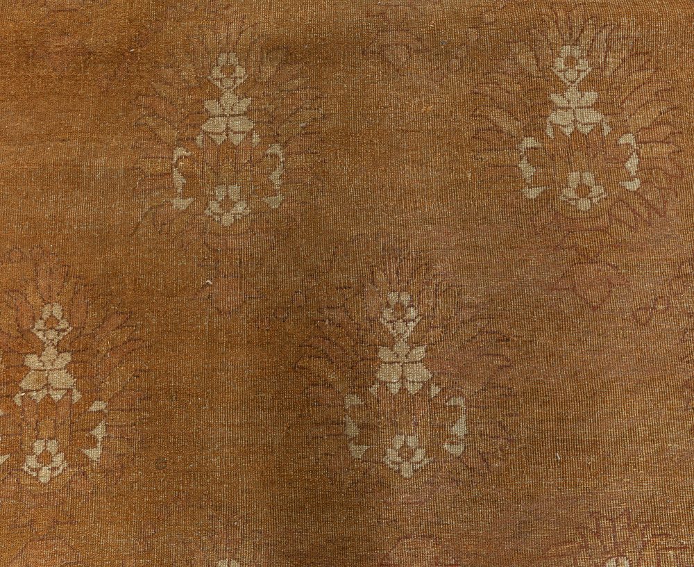 Antique Indian Amritsar Botanic Brown Handmade Wool Rug BB2952