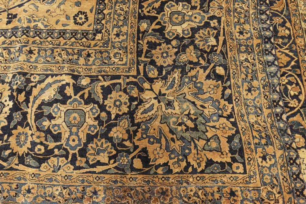 Oversized Antique Persian Kirman Botanic Handmade Wool Rug BB2962